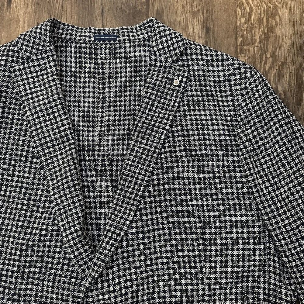 Stafford Classic Fit Sport Coat Blazer Jacket Sz 52R White Black With Navy Knit